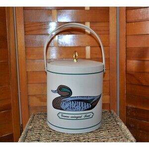 Vintage Ice Bucket Georges Briard Ducks Nature, Rustic